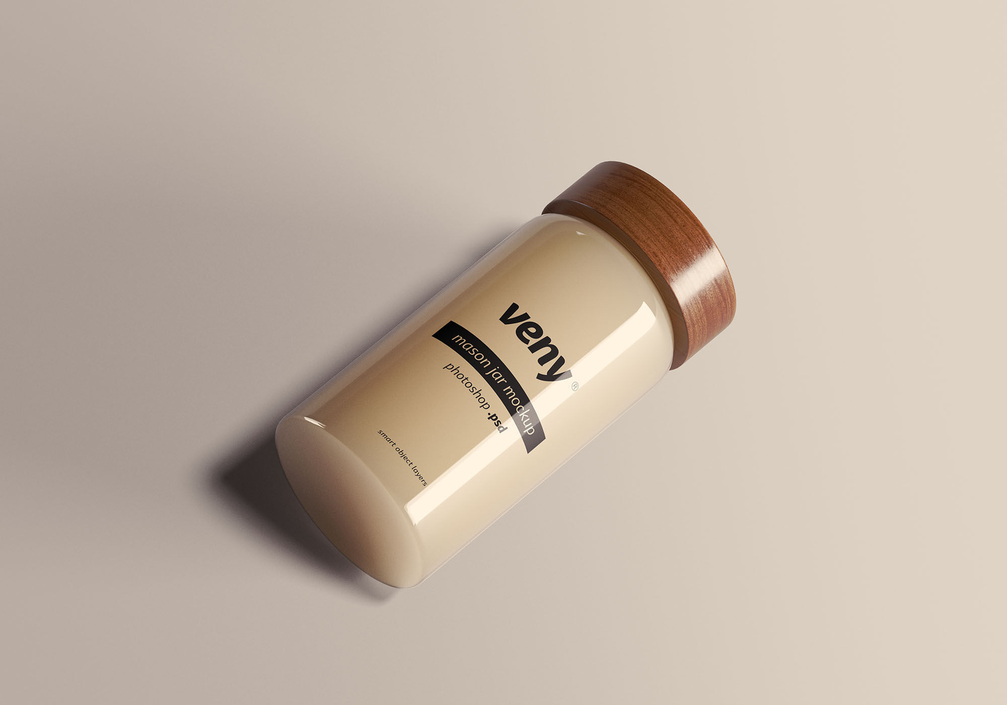 Photorealistic Jar Mockup with Wooden Cap
