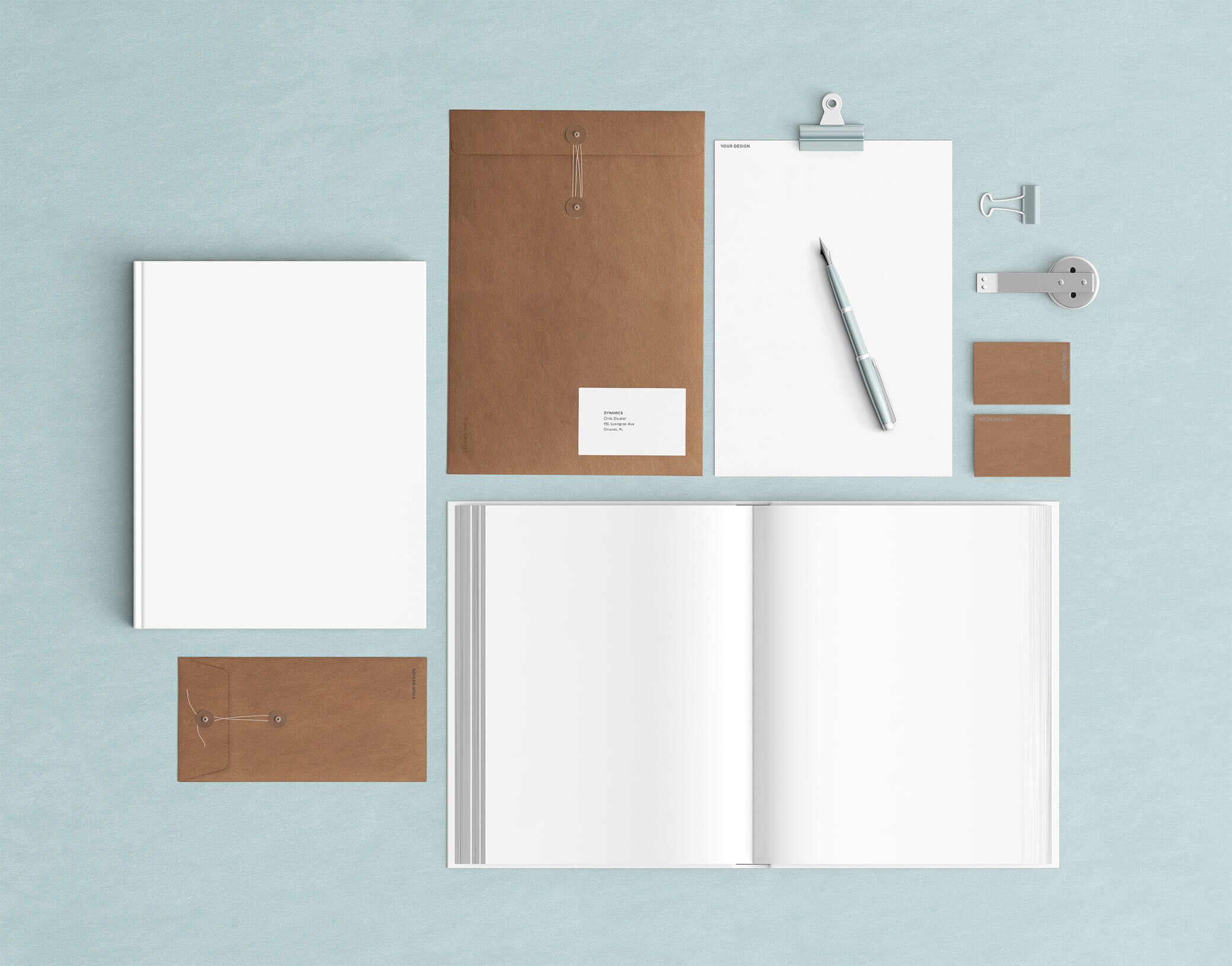 Stationary Mockup in Brown and White Color