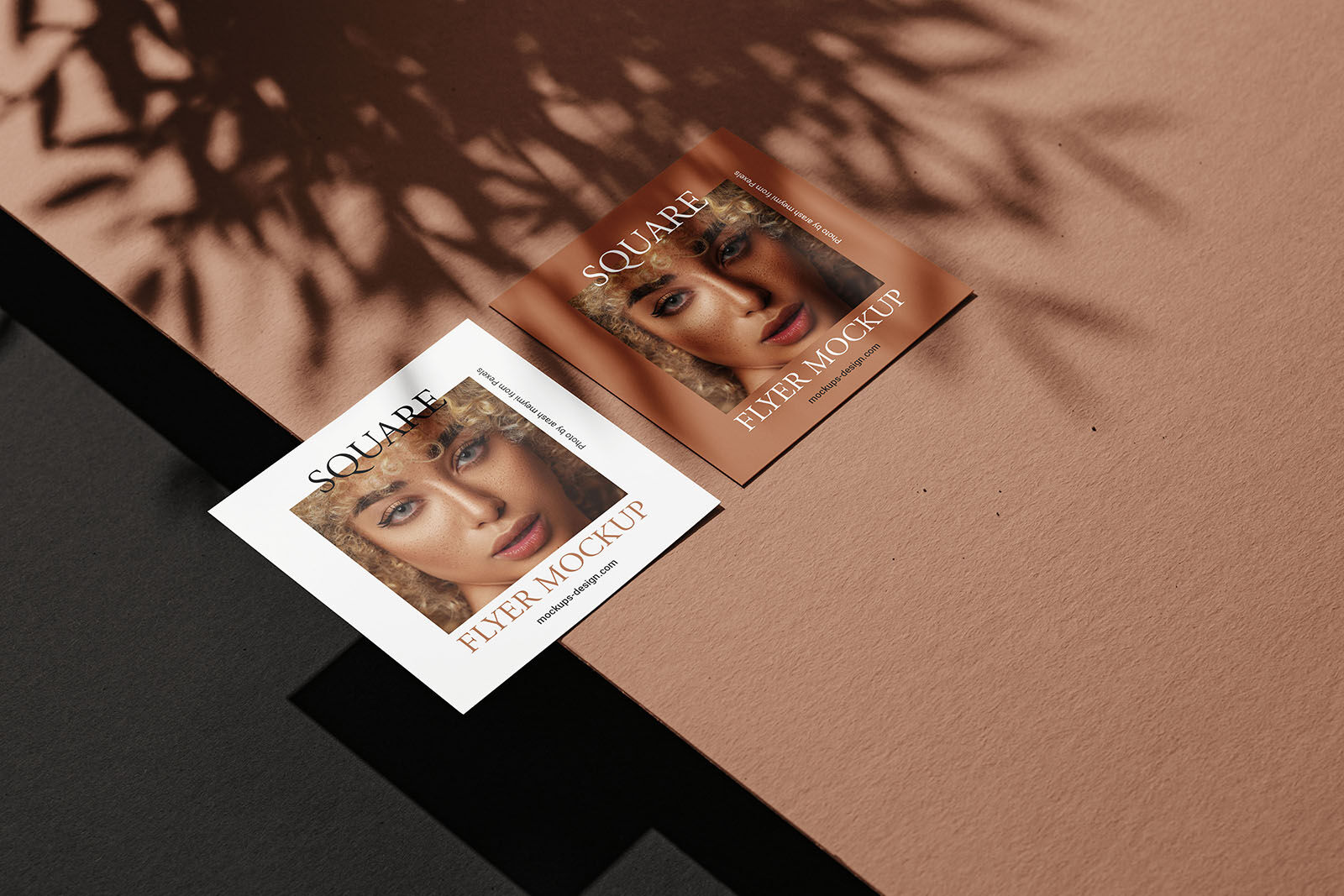 Square Flyers Mockup with Strong Shadows