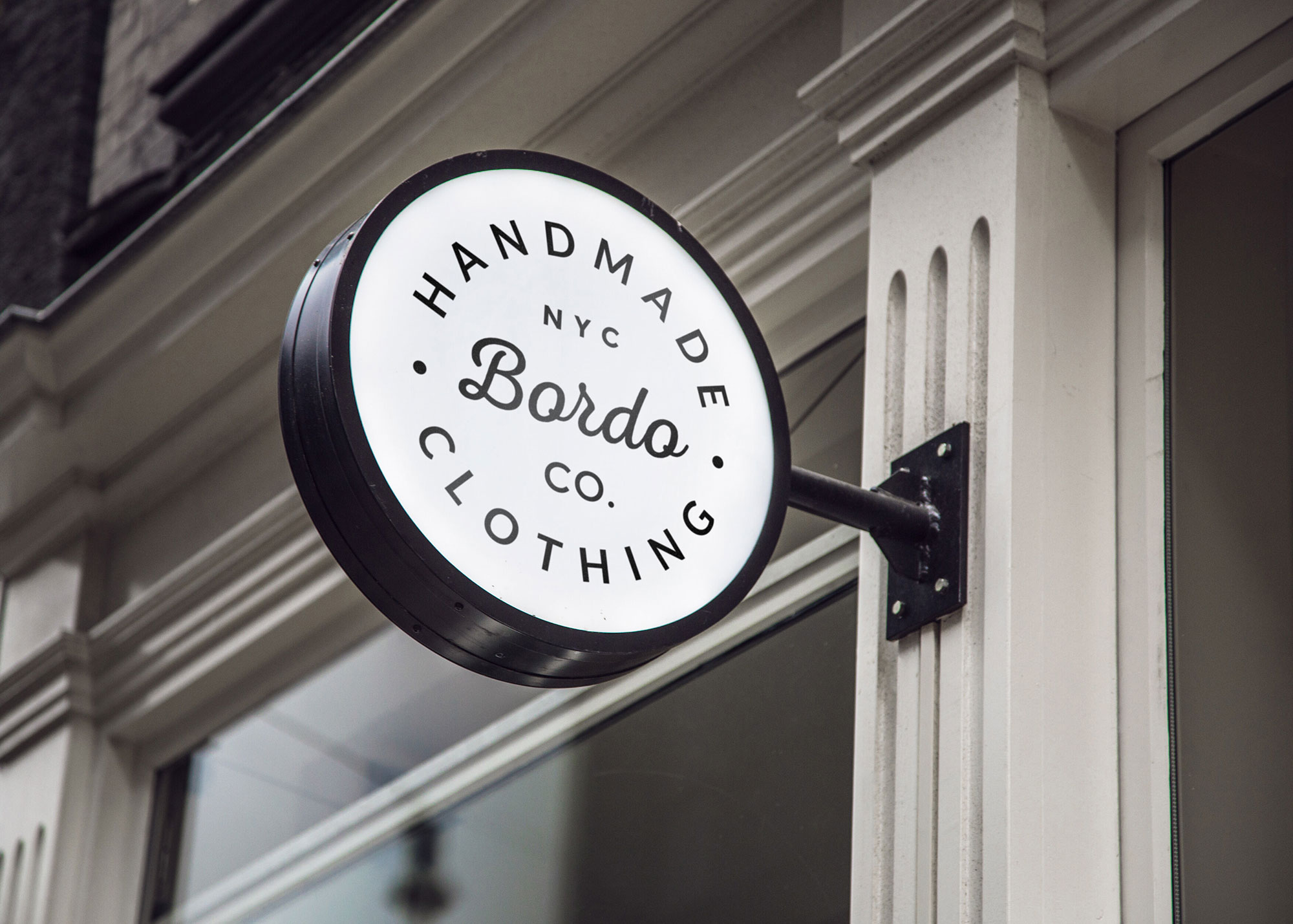 Outdoor Round Black and White Signage Mockup