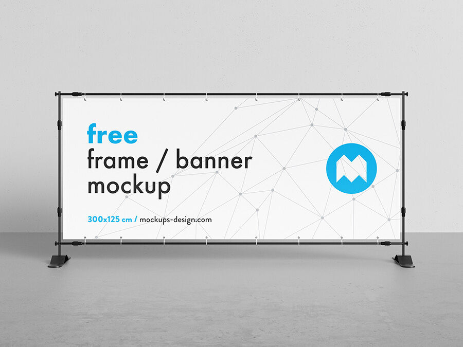 Standing Horizontal Banner Frame Mockup with 2 Angles