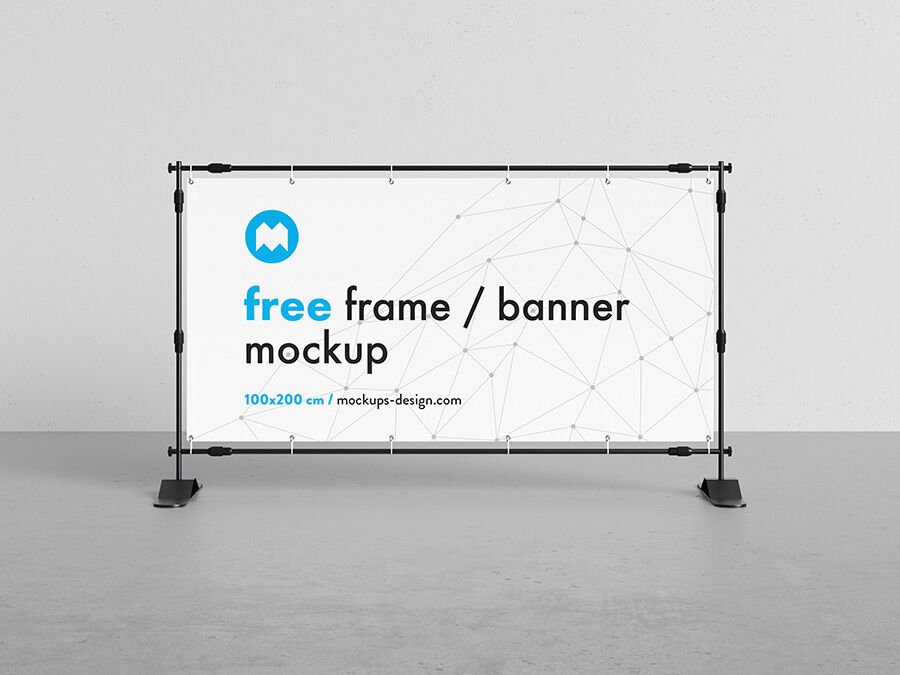 Simple Banner Frame Stand White Background Mockup