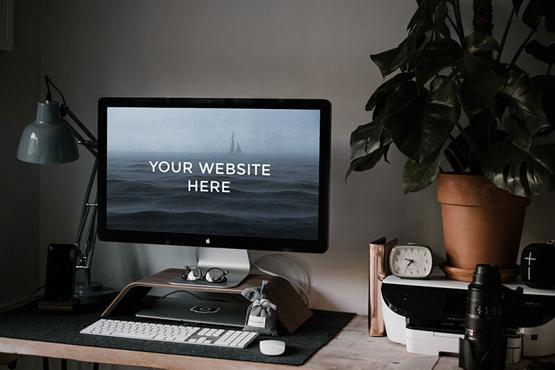 Workspace iMac Mockup with Decorative Elements preview