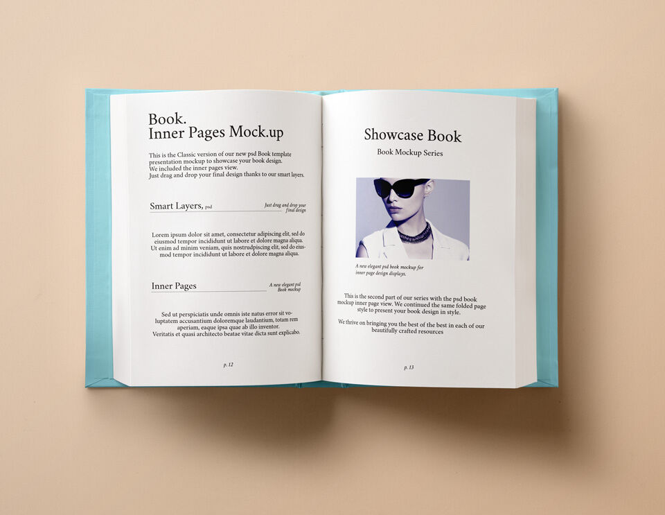 Hardback Book Mockup Featuring Inner Pages