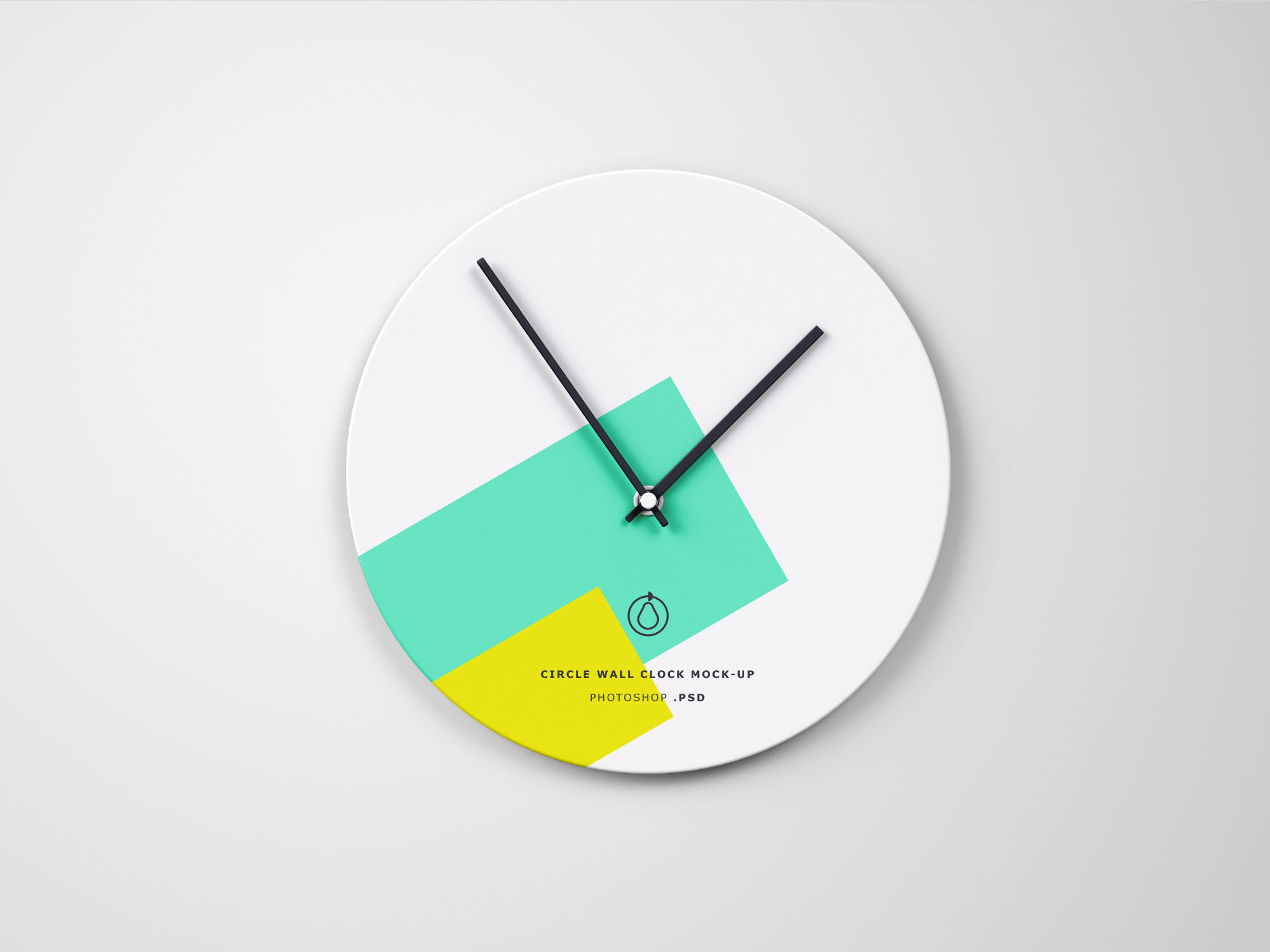 Mockup Displaying Circle Wall Clock with Rectangular Shapes