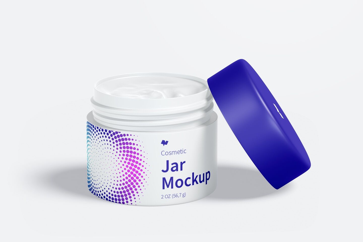 Mockup Featuring Opened Cosmetic Jar Filled with Cream with It’s Lid