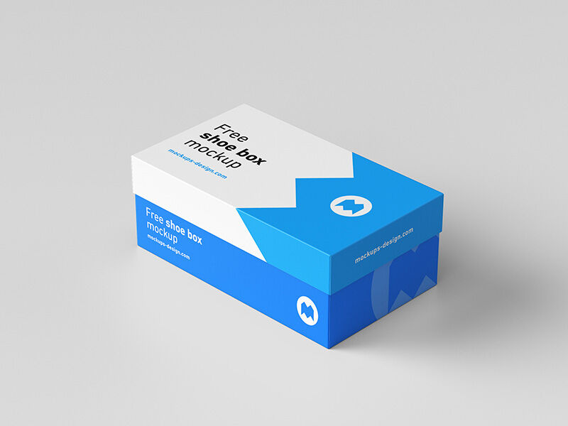 Blue Shoe Box Mockup on a White Background