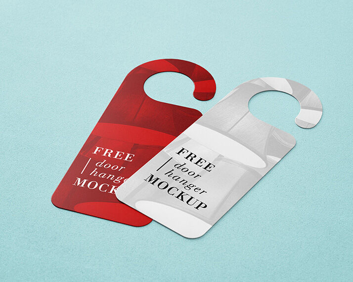 Three Door Hanger Mockups from Different Angles