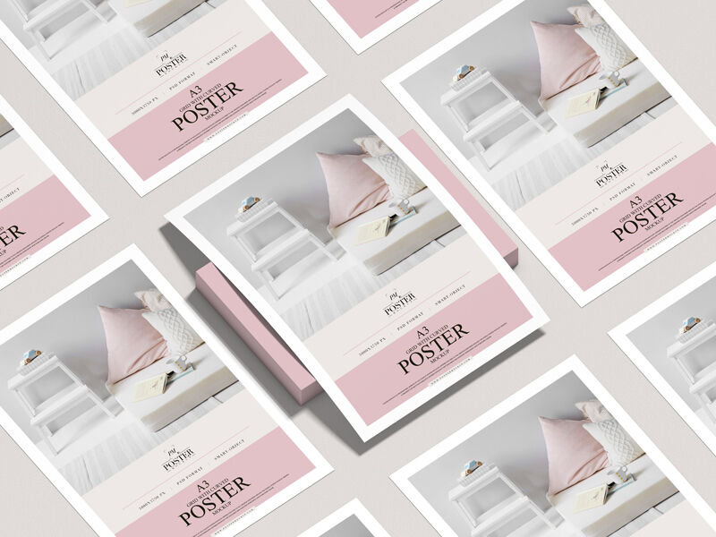 A3 Curved Poster Mockup