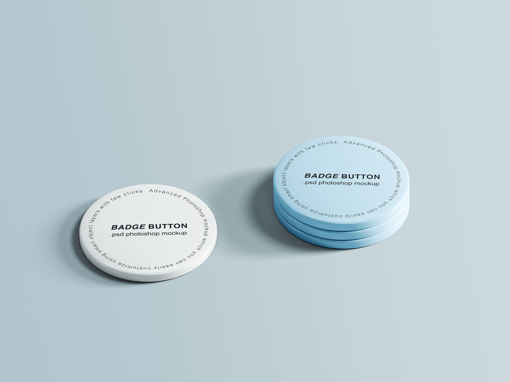 Perspective View of Four Pin Buttons Mockup