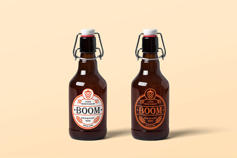 Realistic Mockup of Two Beer Bottles