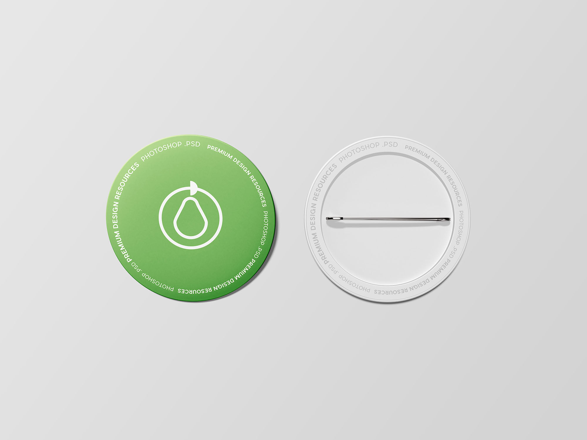Two Pin Button Badges Back and Front Scene Mockup