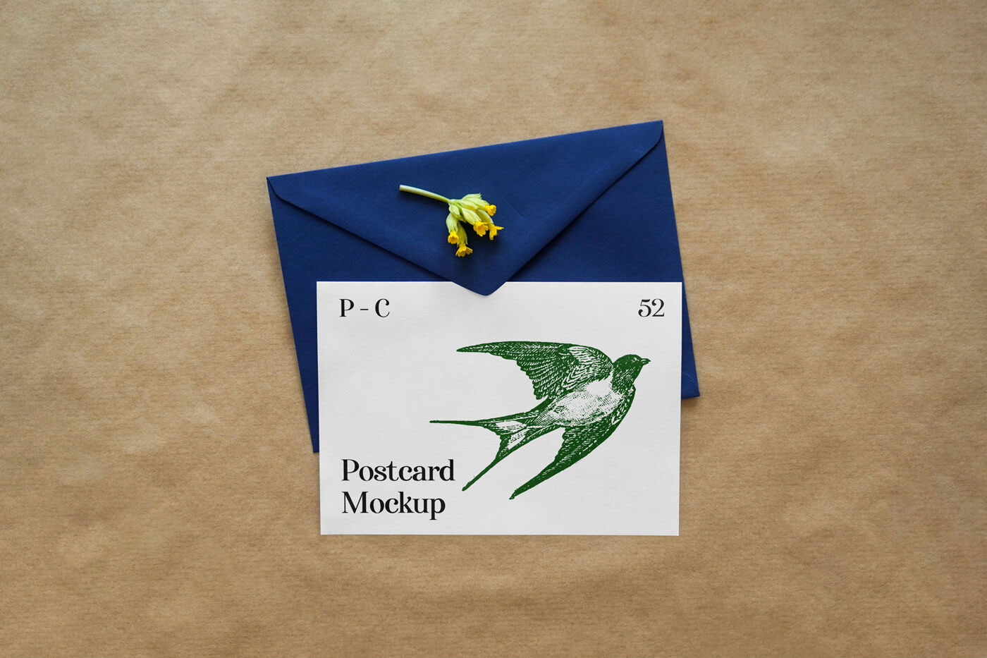 Postcard Mockup Lying Down on an Envelope preview