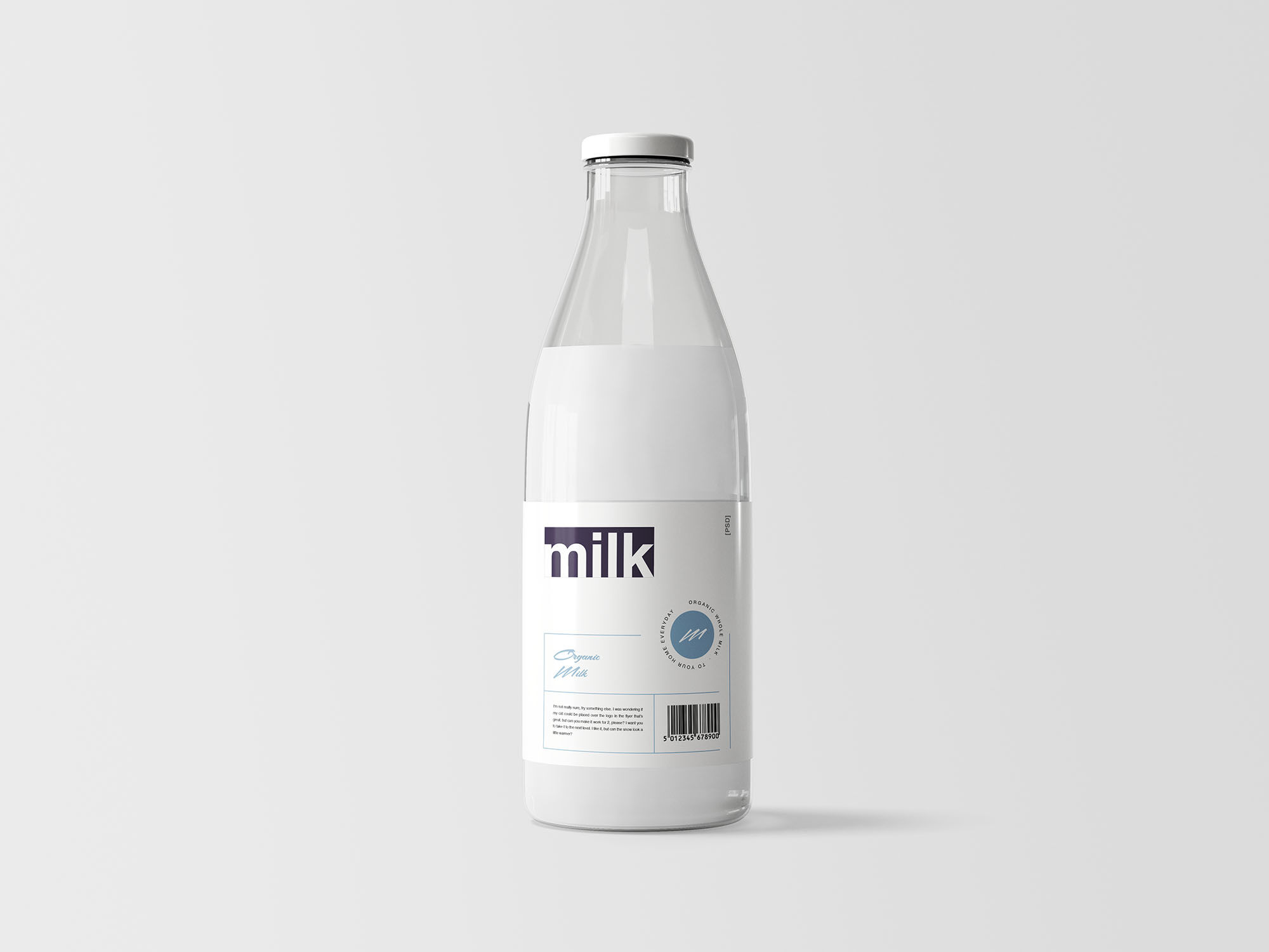 Editable Classic Glass Milk Bottle Mockup preview
