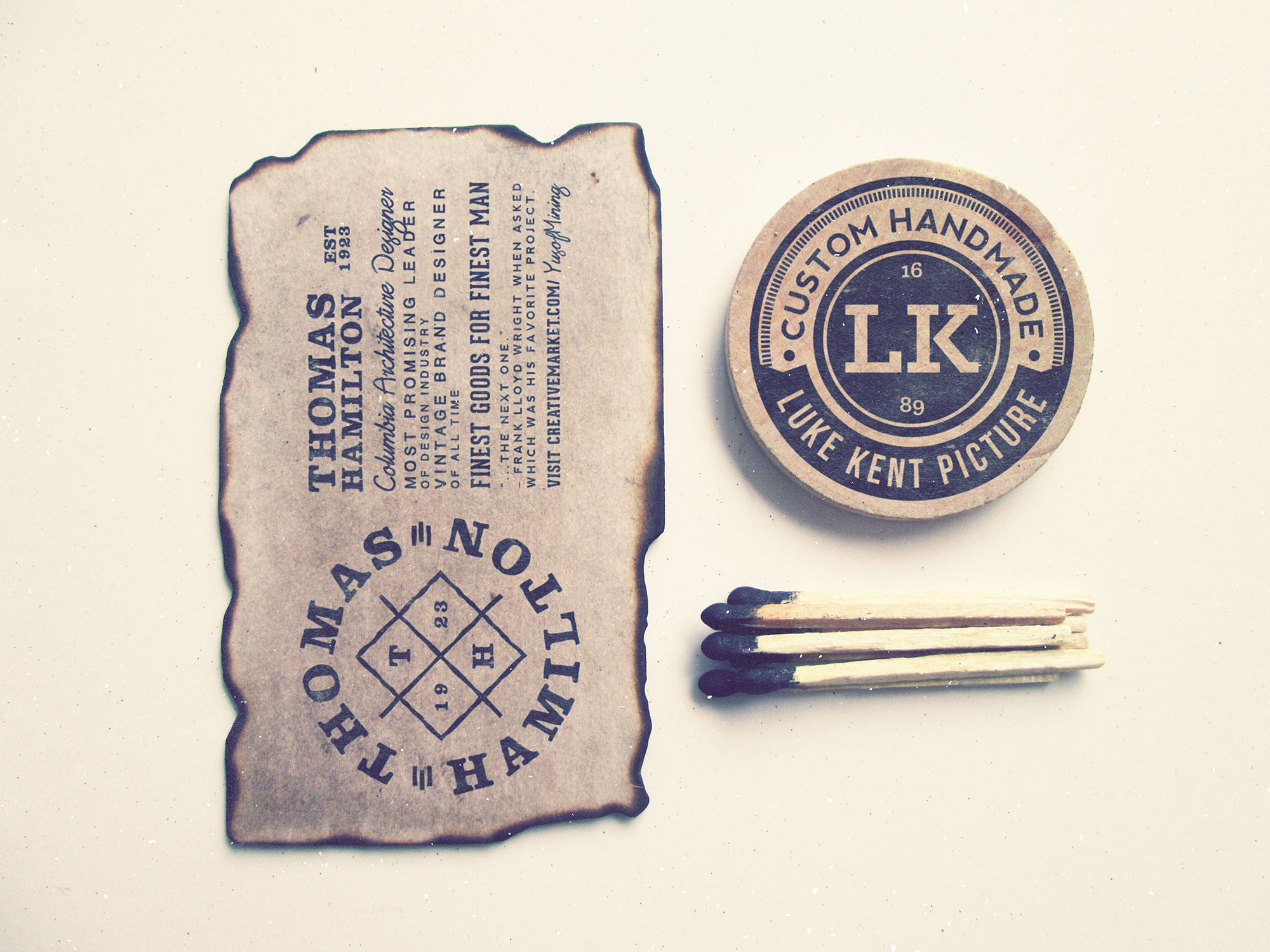 Vintage Logo Mockup Scene with Burned Paper and Matches preview