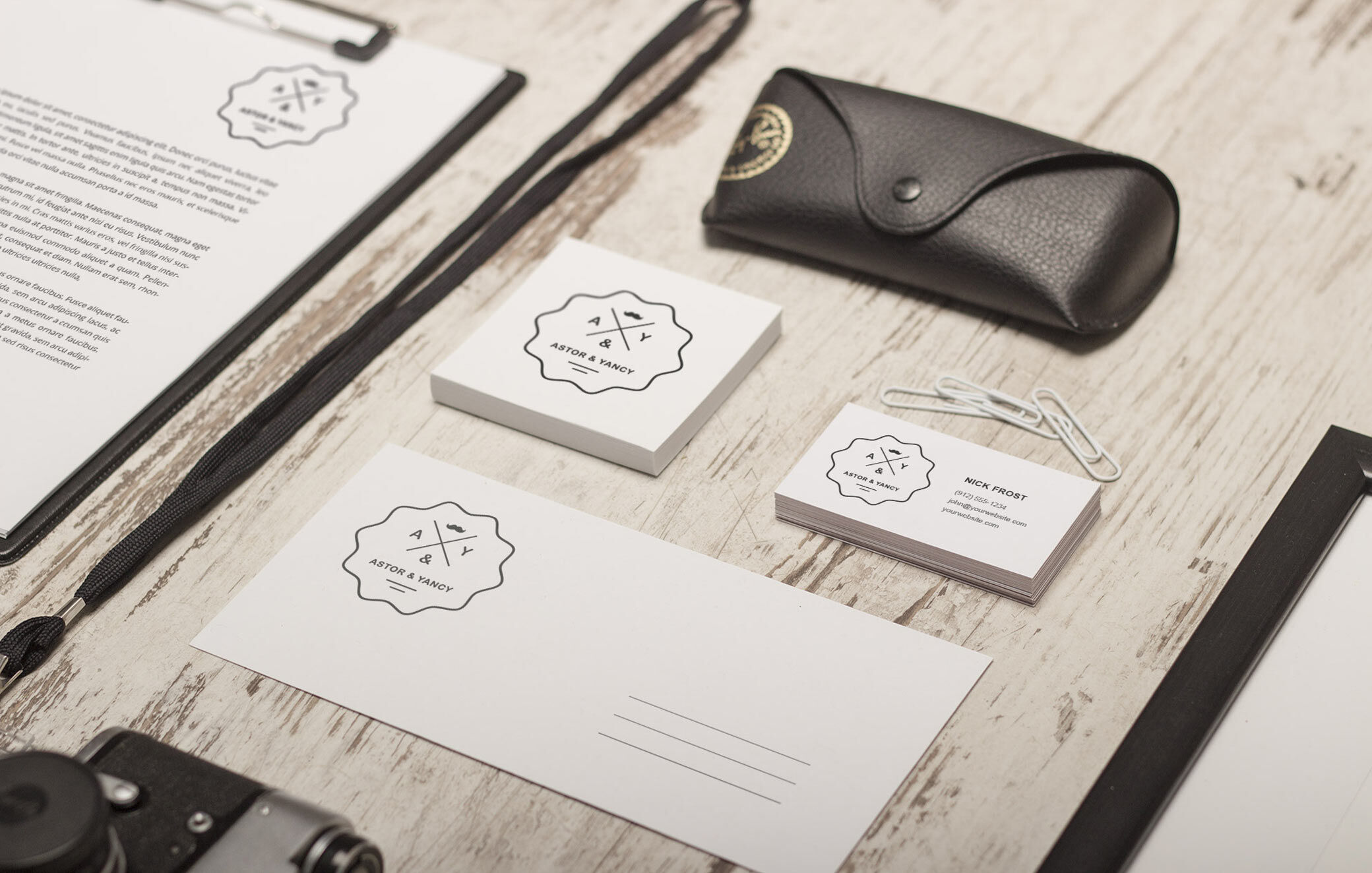 Brand Identity Mockup on a Retro Background preview