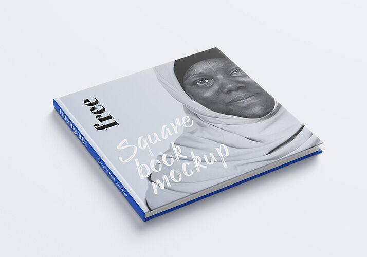 Square Book in Different Angles Mockup Set