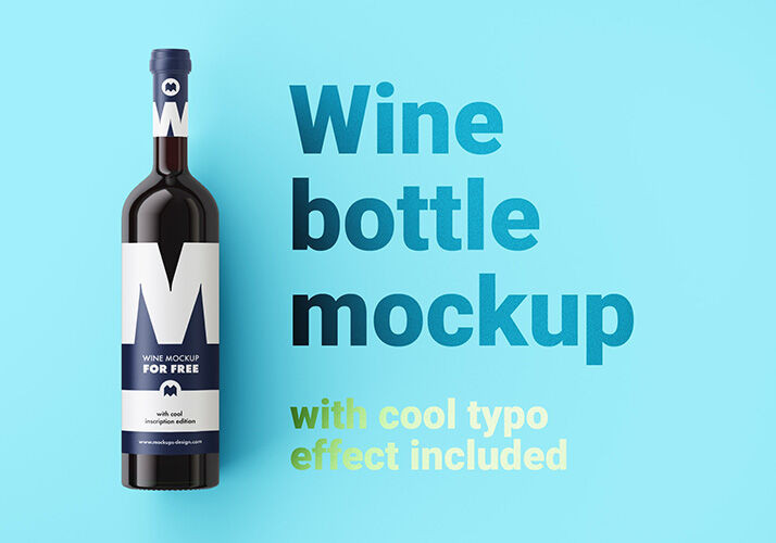 Highly Realistic Wine Bottle Mockup with Side Inscriptions