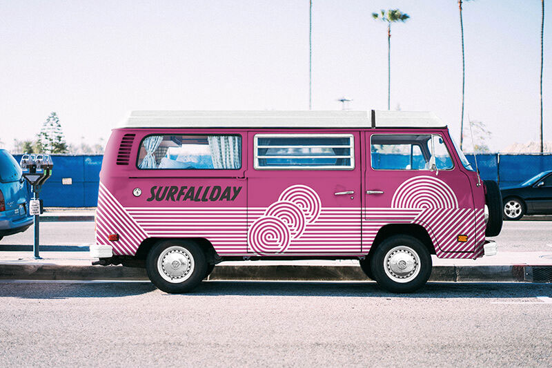 Mockup Displaying White Volkswagen on Outdoor Scene