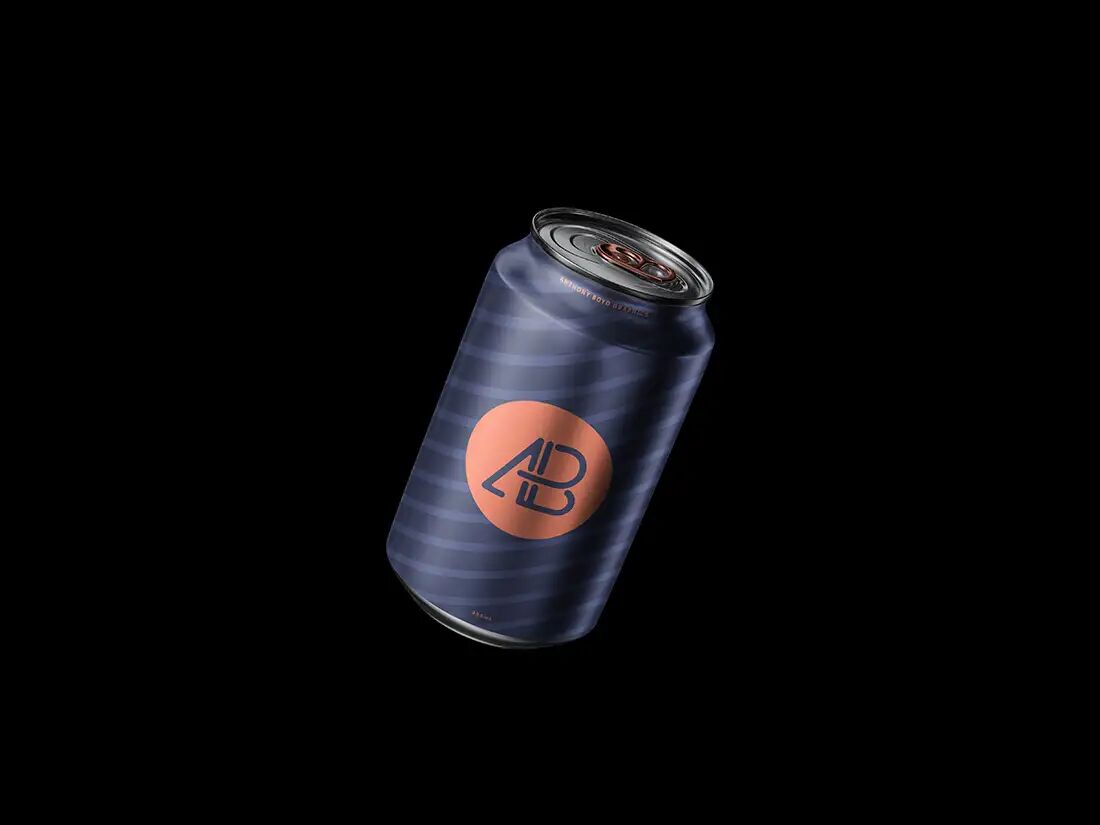 Two Sizes of Striped Tilted Floating Cans Mockup