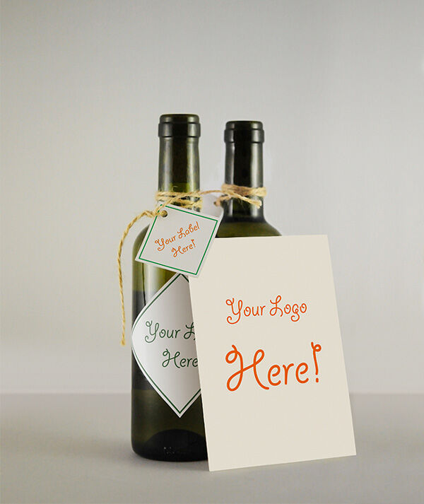 Wine Bottle with a Greeting Card Mockup