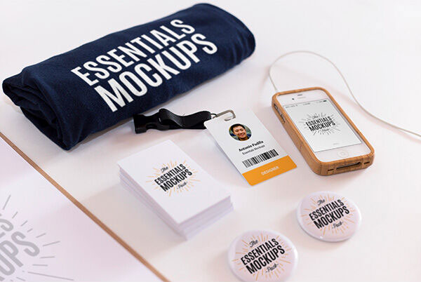 Perspective View of a Complete Set of Essentials Mockup