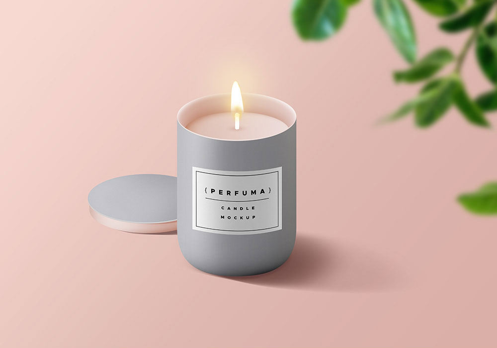Metallic Candle Jar with Its Lid Mockup