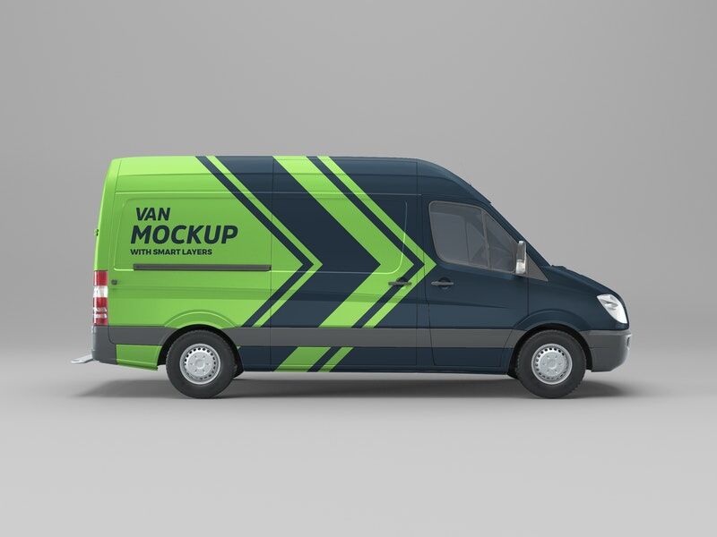 Mockup Showing a Side View of a Van
