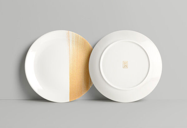 Two Round Plates Front and Back View Mockup