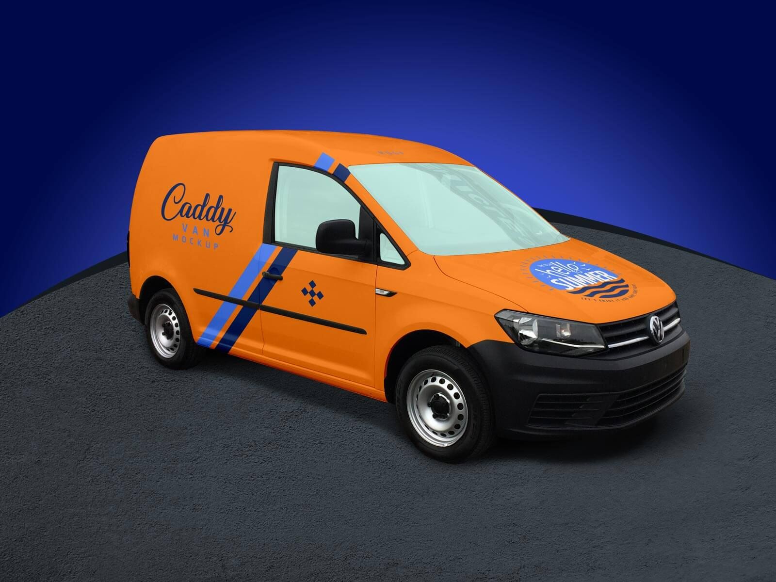 Volkswagen Delivery Caddy Van Vehicle Mockup