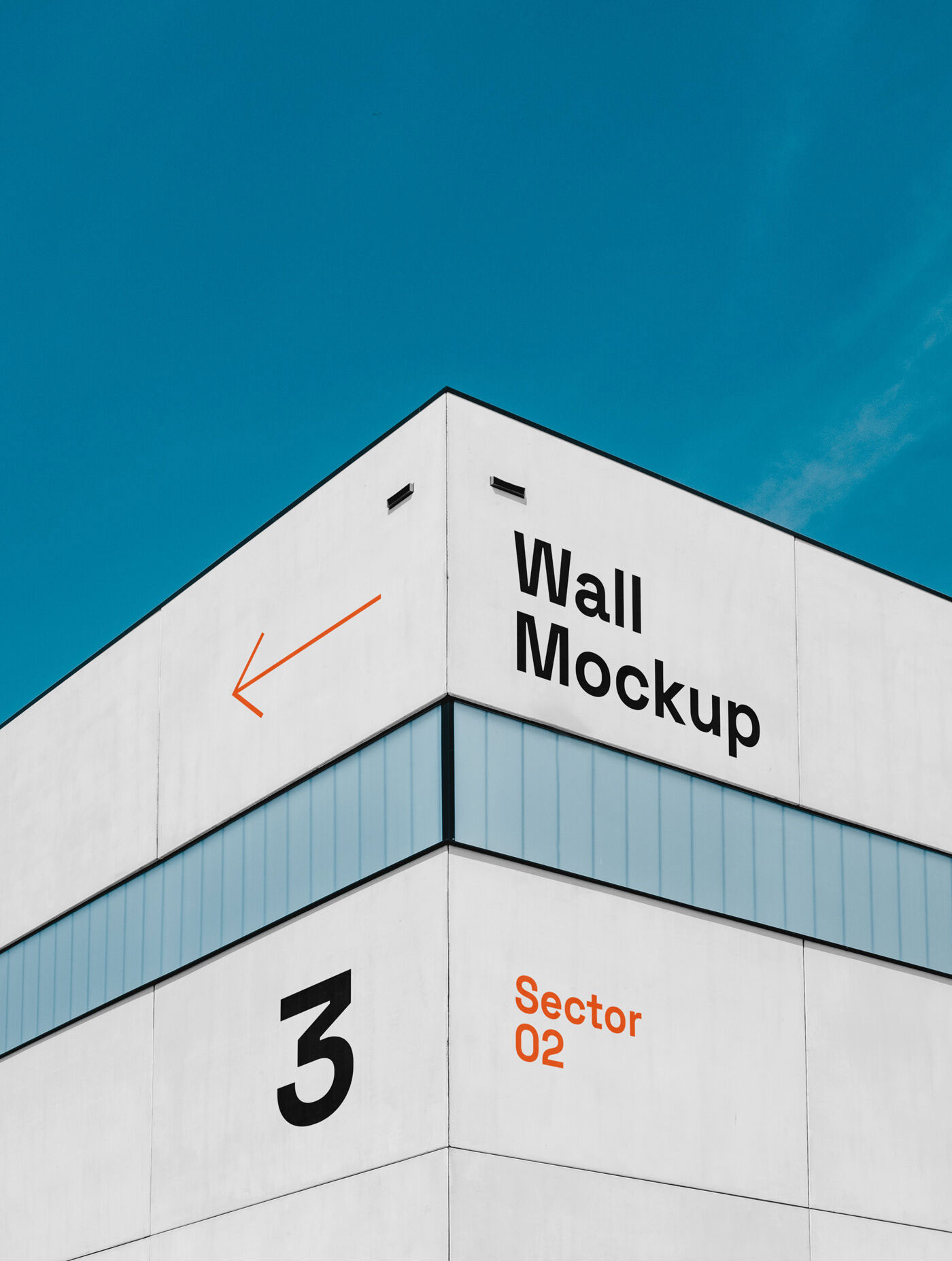 Corner View of Building with White Walls Mockup