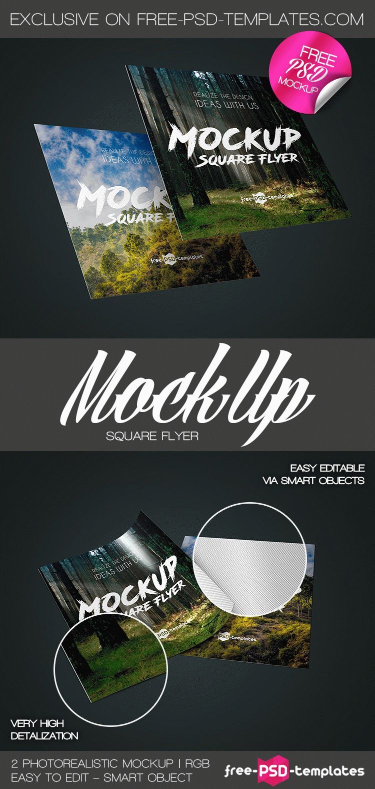Two Mockups Featuring Two Square Flyers