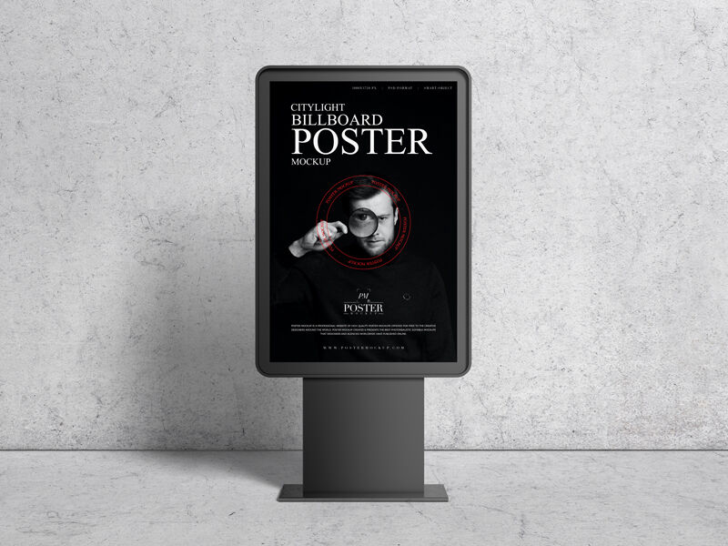 City Light Vertical Billboard Poster Mockup with a Strong Stand preview