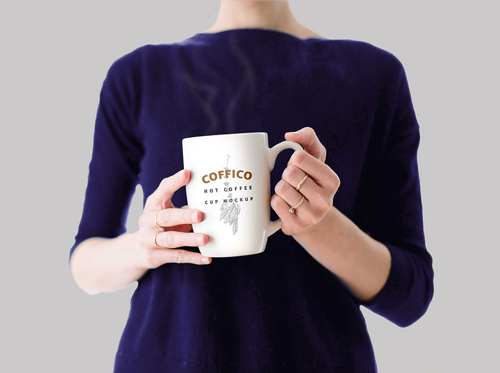 Hands of a Woman Holding a Coffee Mug Mockup
