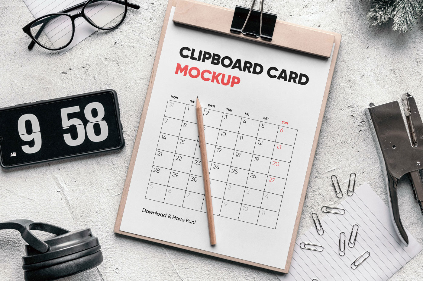 Top View of a Clipboard Card Mockup