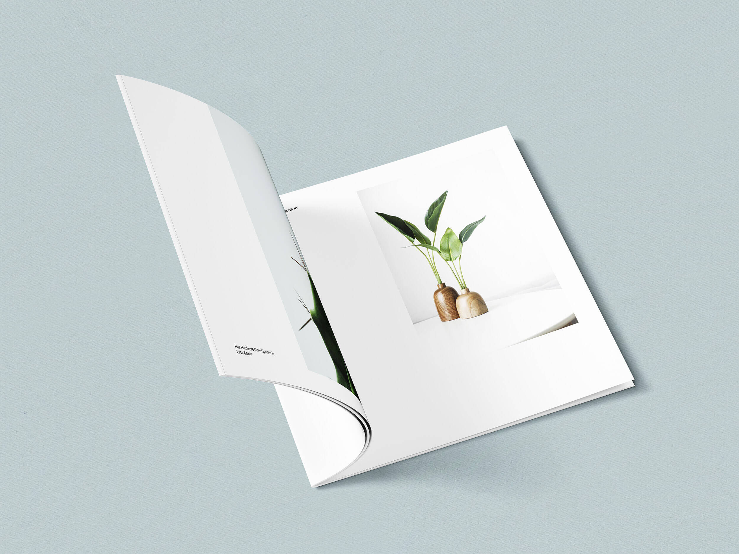 Opened Magazine with Squared Pages Mockup