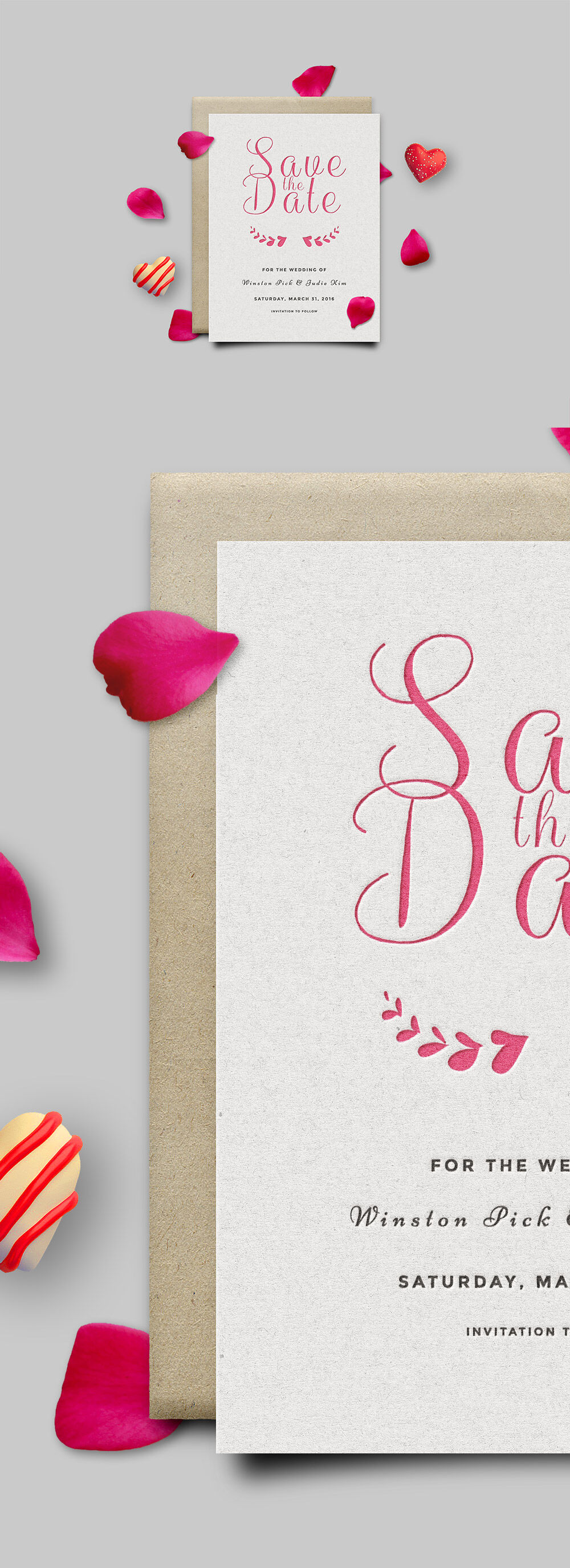 Photo-Realistic Save the Date Invitation Card Mockup preview