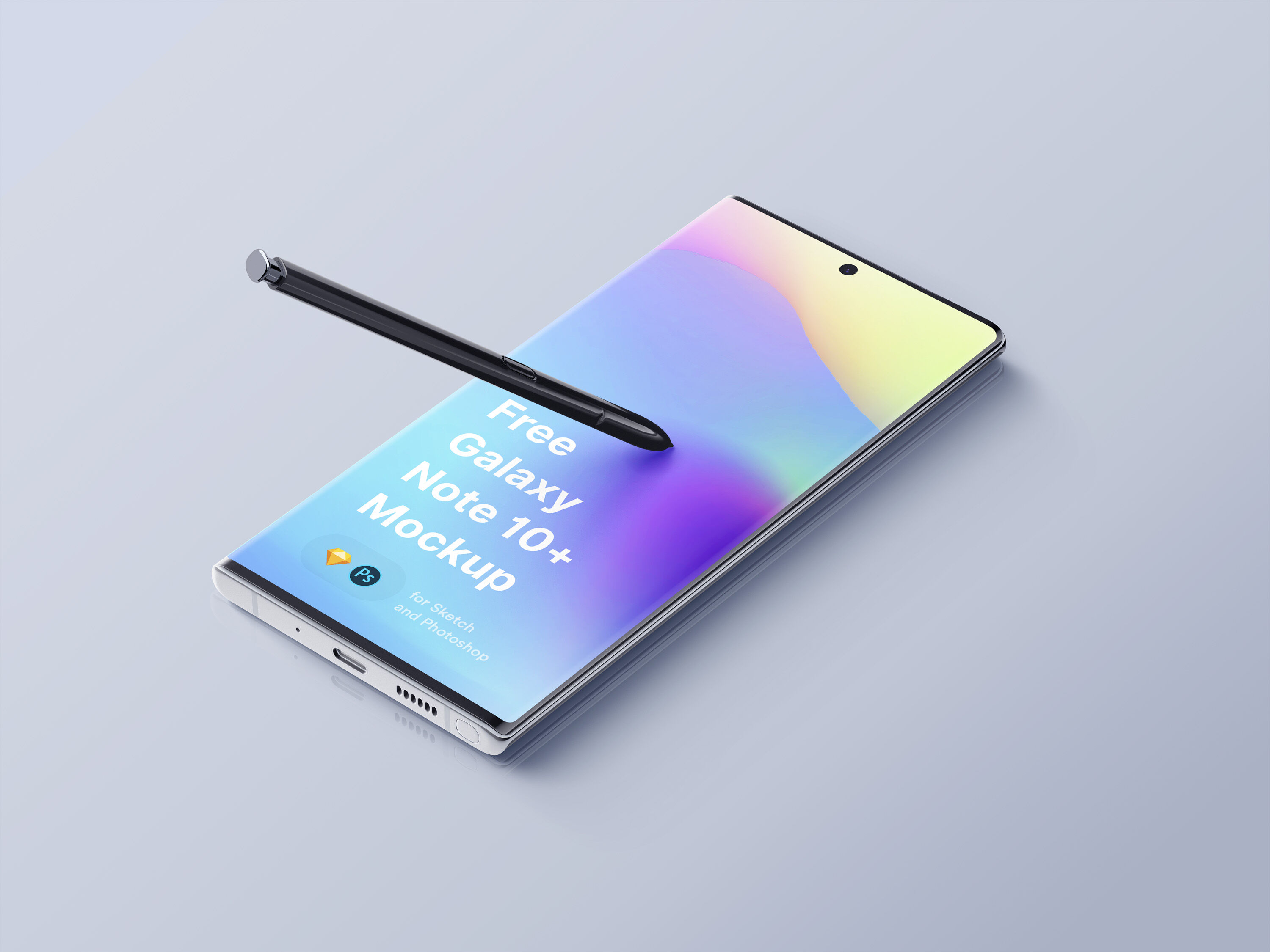 Samsung Galaxy Note 10 Plus with Its Pen Mockup