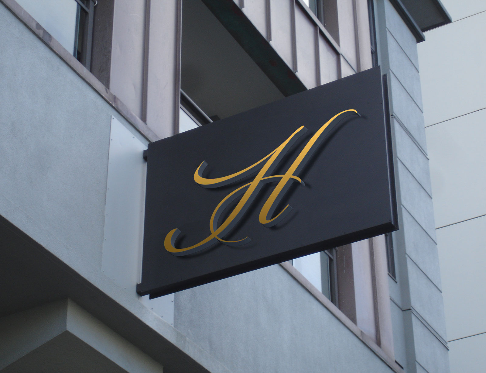 Mockup of a Wall Mounted Hotel Entrance Signage