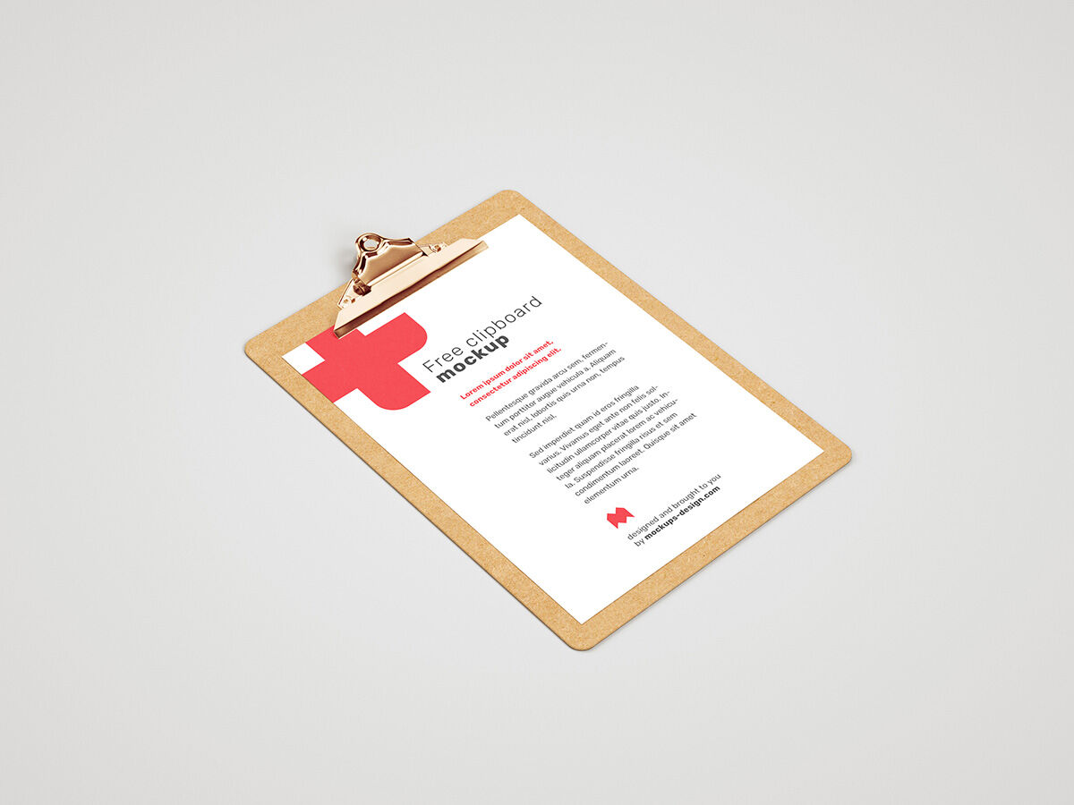Mockup Displaying Wooden Clipboard Collected in Four Files