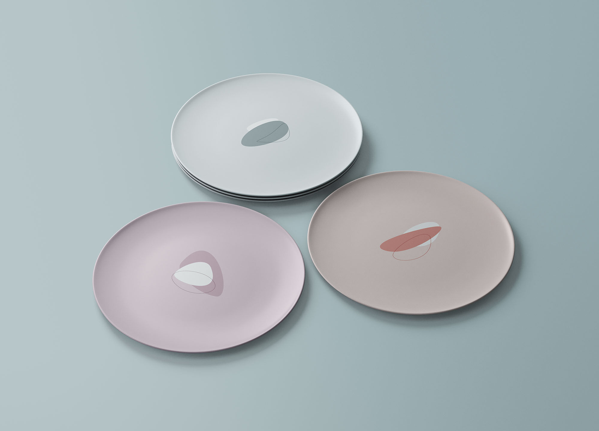 Perspective View Round Dishes Mockup