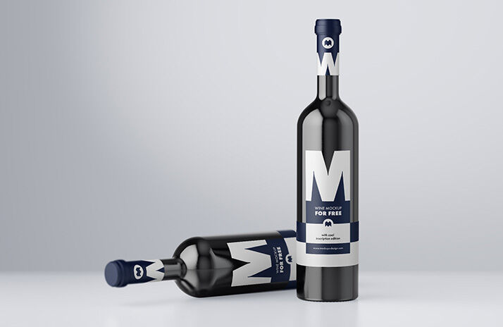 Realistic Mockup of Two Wine Bottles