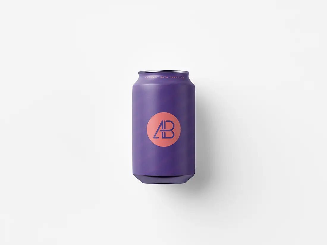 Top View 330ml Matte Finish Can Mockup