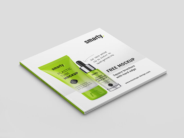Clean Square Brochure with Hard Edge Mockup