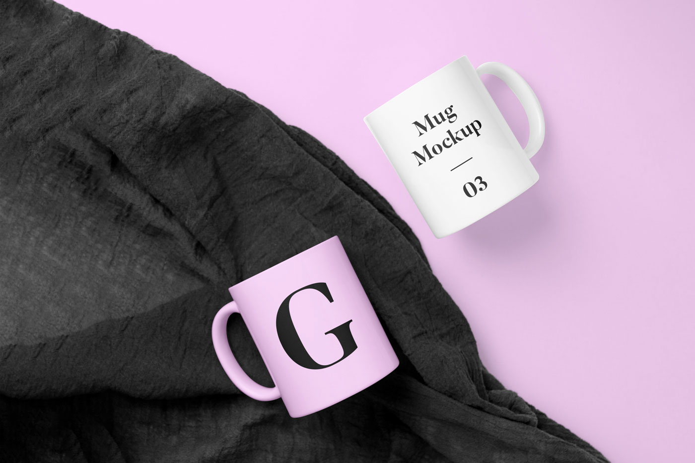 a Pair of Enamel Mugs Laying on the Floor Mockup
