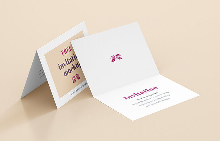 Two Invitation Mockup in Different Positions