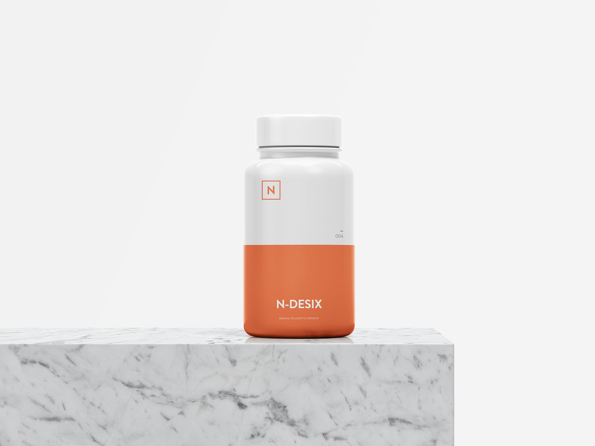Medical/Supplement Bottle Standing on Marble Stone Mockup