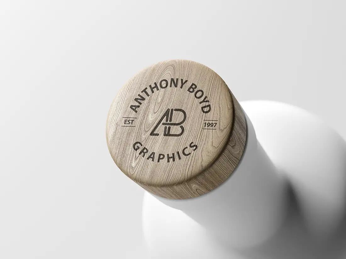 Bottle Top with Matte Wooden Look Mockup