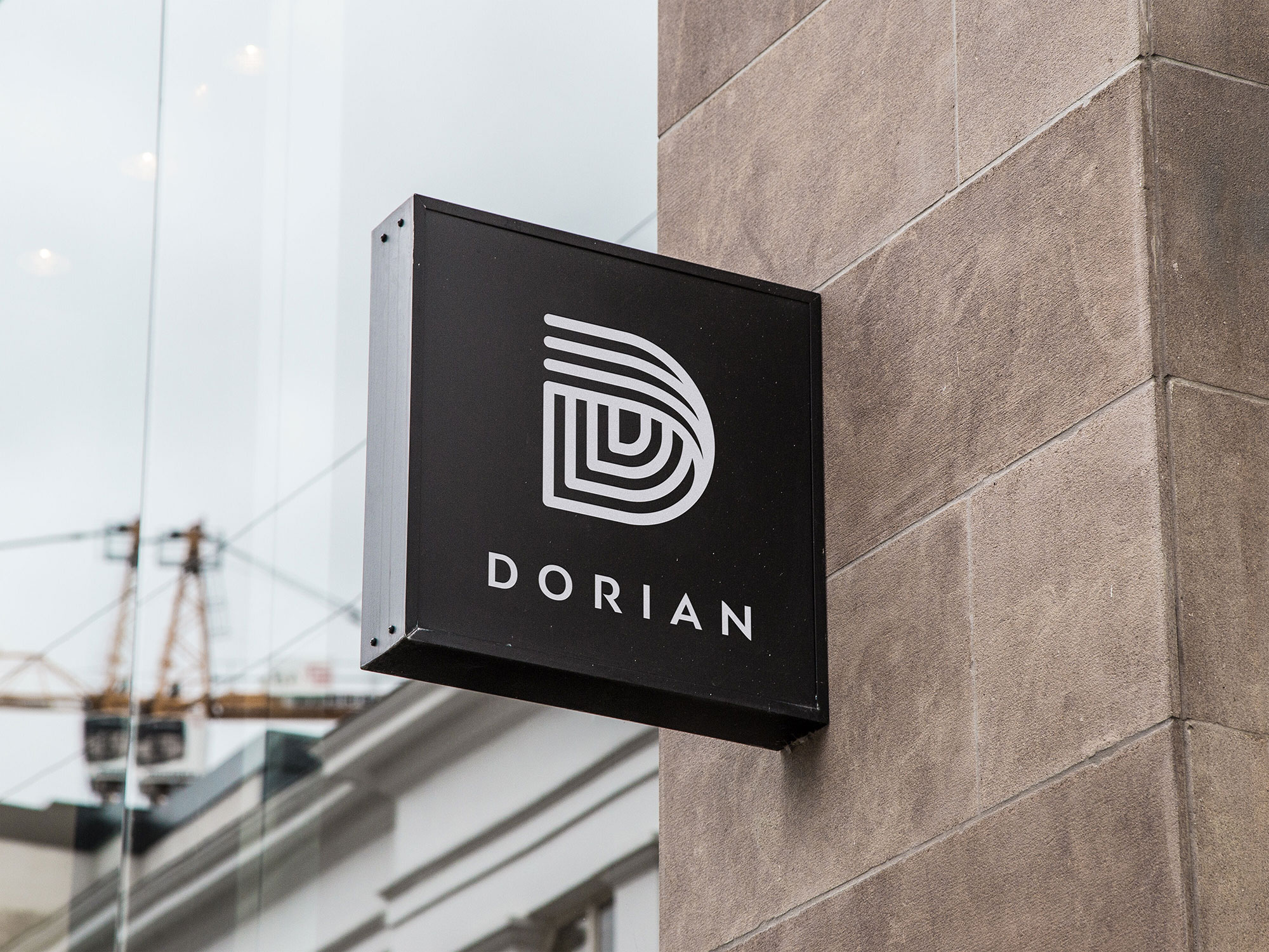 Black 3D Square Hanging Wall Sign Mockup