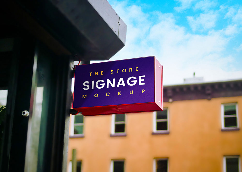 Virtual Outdoor Store Metal Signage Mockup